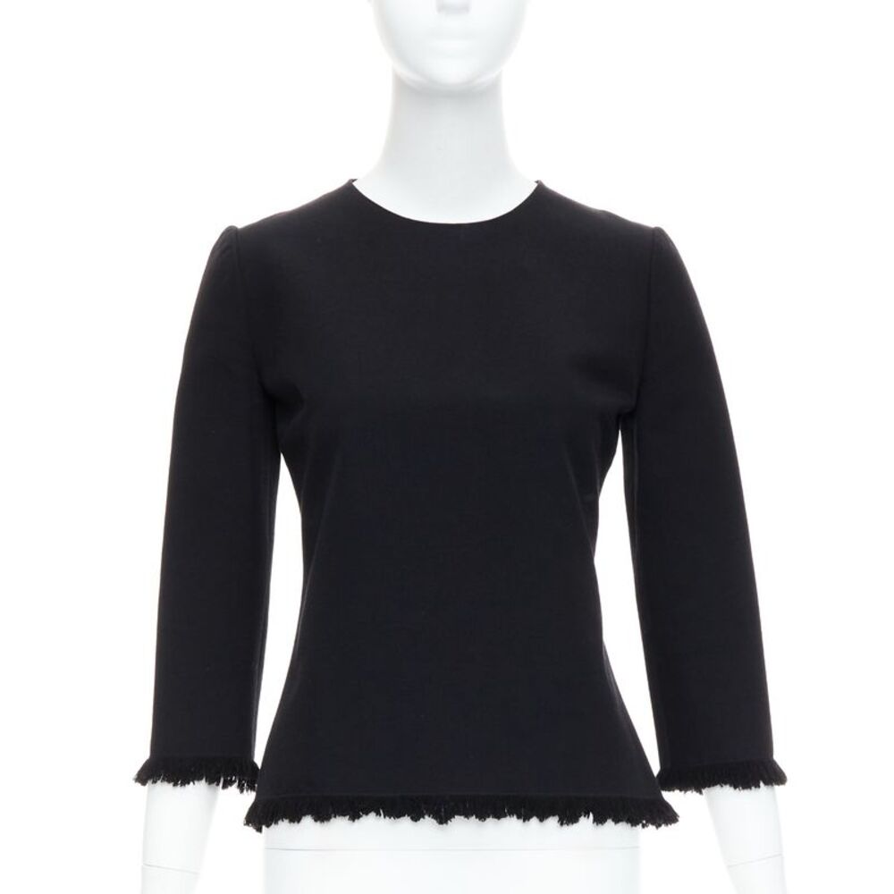 Tom Ford Black Wool Fringe Top